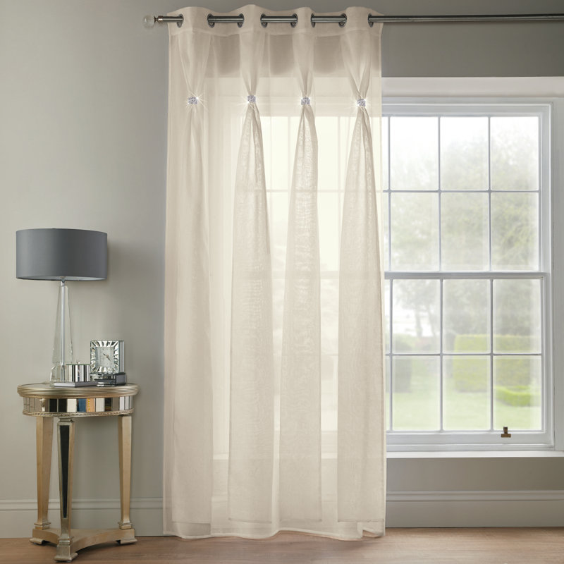 Eoin Diana Eyelet Sheer Curtain Panel, Pale Yellow, 144 W x 182 D cm