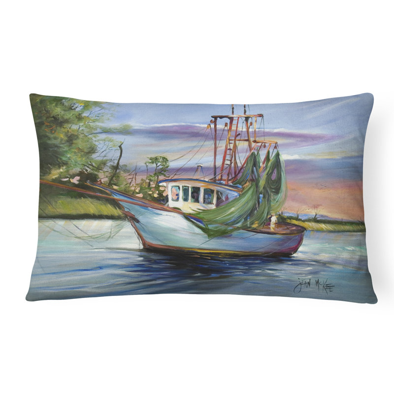 Jeannie Shrimp Outdoor Reversible Throw Pillow
