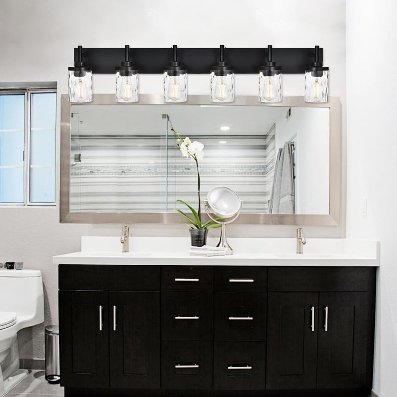 Luminaire de meuble-lavabo Modern, H 7,8 po x l 44 po x P 6,9 po, Noir mat, 3 lumières
