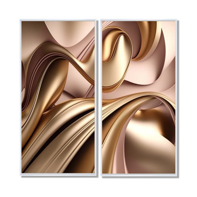 Or liquide lisse dans des tons doux d'or et de taupe IV - décoration murale rose