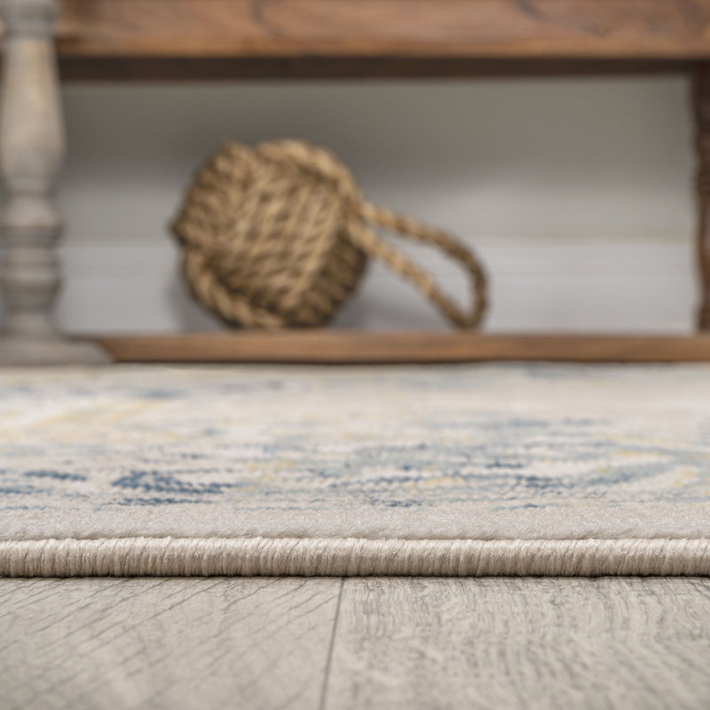 Tapis bleu marine / beige Rosalia Cottage, Rectangle 5 pi 3 po x 7 pi 7 po