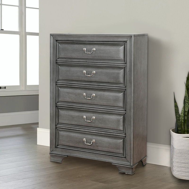 Goldene 36'' W 5 - Drawer Dresser, Gray