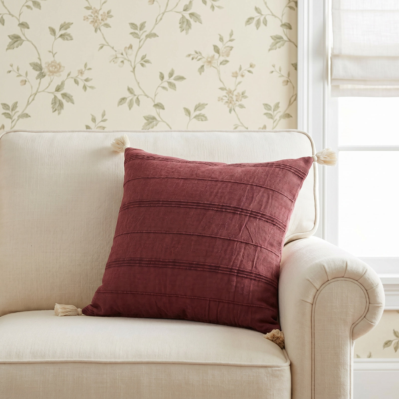 Danica Tassels Cotton Throw Pillow, Red, Pillow Cover Only - No Insert