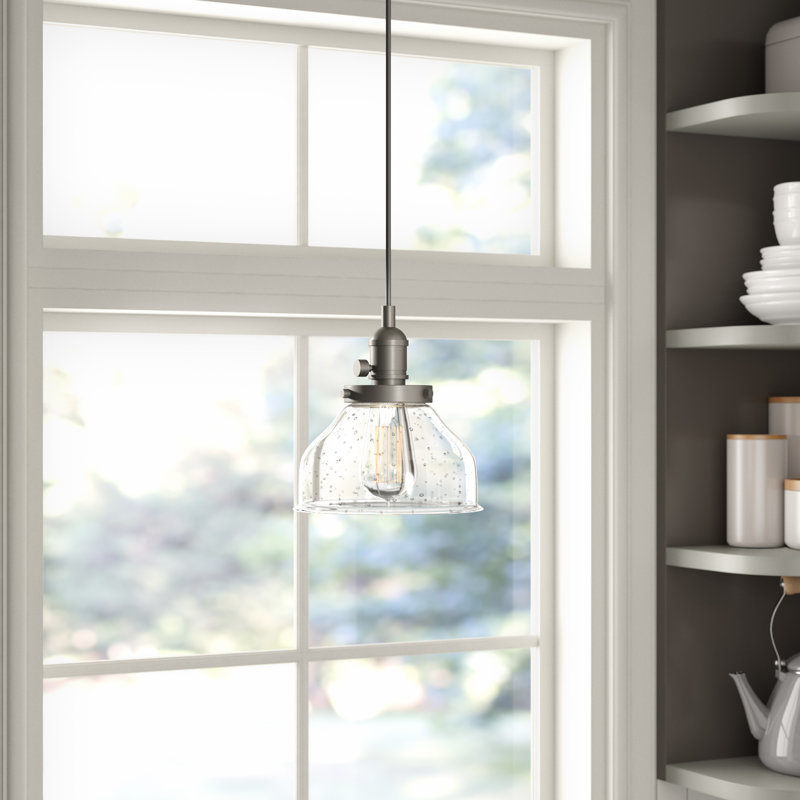Luminaire suspendu en dome à 1 lumière Antioch, Nickel brossé