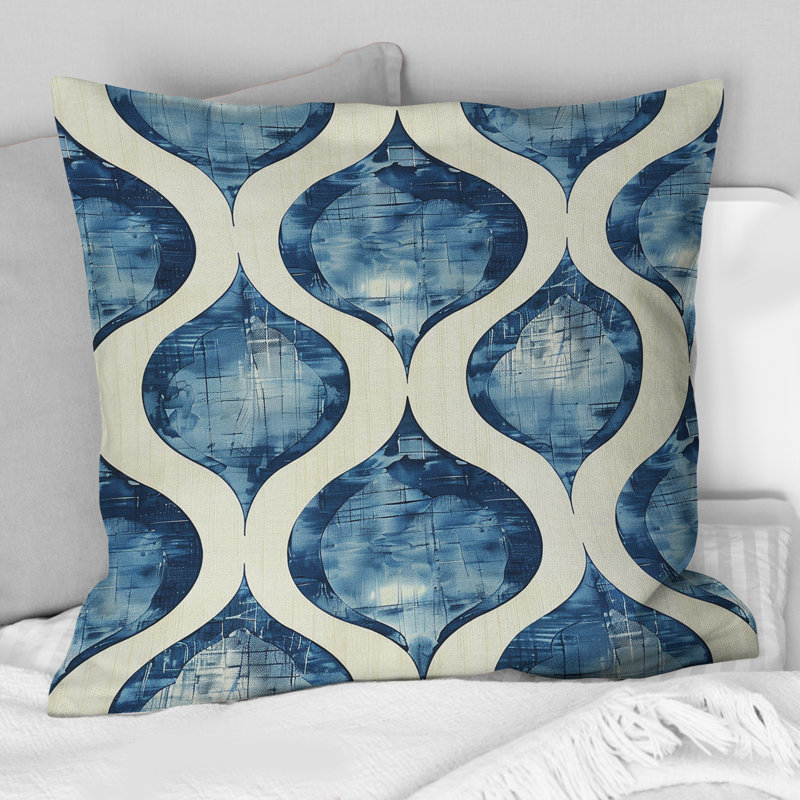 Coussin Blue Ogee, H 16 po x l 16 po