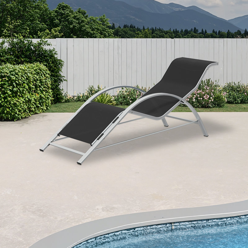 Outdoor Patio Chaise Lounge Set of 3, Pool Lounge Chairs with Arm & Side Table, Beach Sunbathing Lawn Aluminum Chairs for Outside, Backyard, Poolside, Balcony, Deck, Lawn, Black