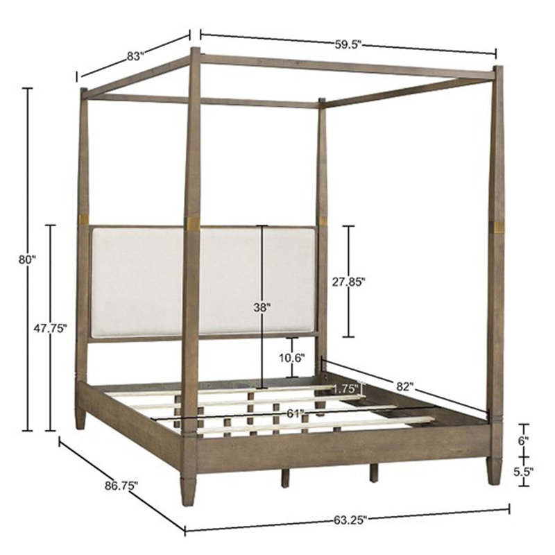 Canopy Bed Queen See below, Brown