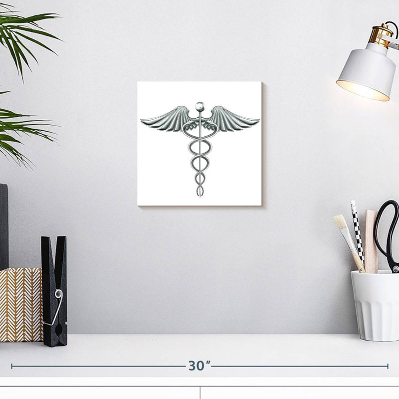 Alcaraz Medical Silver Caduceus Symbol, 10" H x 10" W