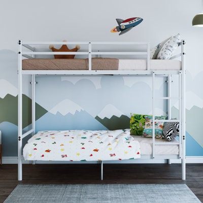 Lits superposés avec rangement, lit superposé moderne en métal blanc pour la maison