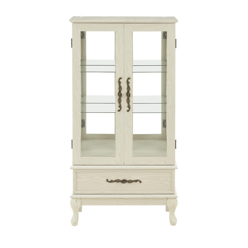 Armoire vitrée avec porte vitrée Curio, Blanc antique