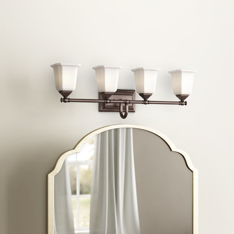 Nicholas 4 - Light Dimmable Vanity Light, Harbor Bronze, Opal Etched