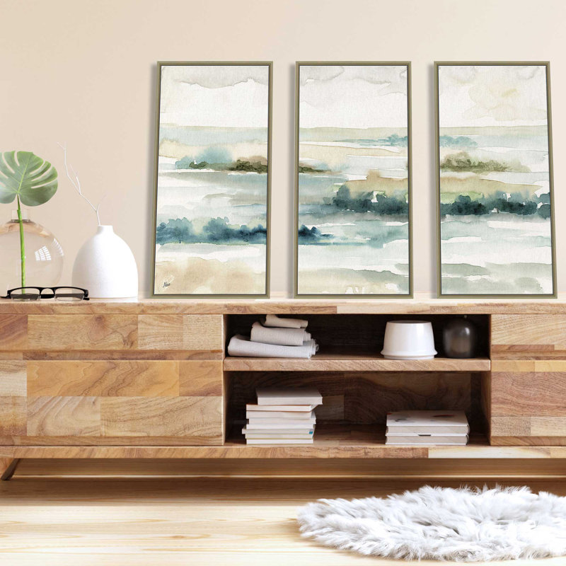«Pastel Panorama» par Nan - ensemble de 3 reproductions sur toile flottantes, H 33,5 po x l 52,5 po x P 2 po