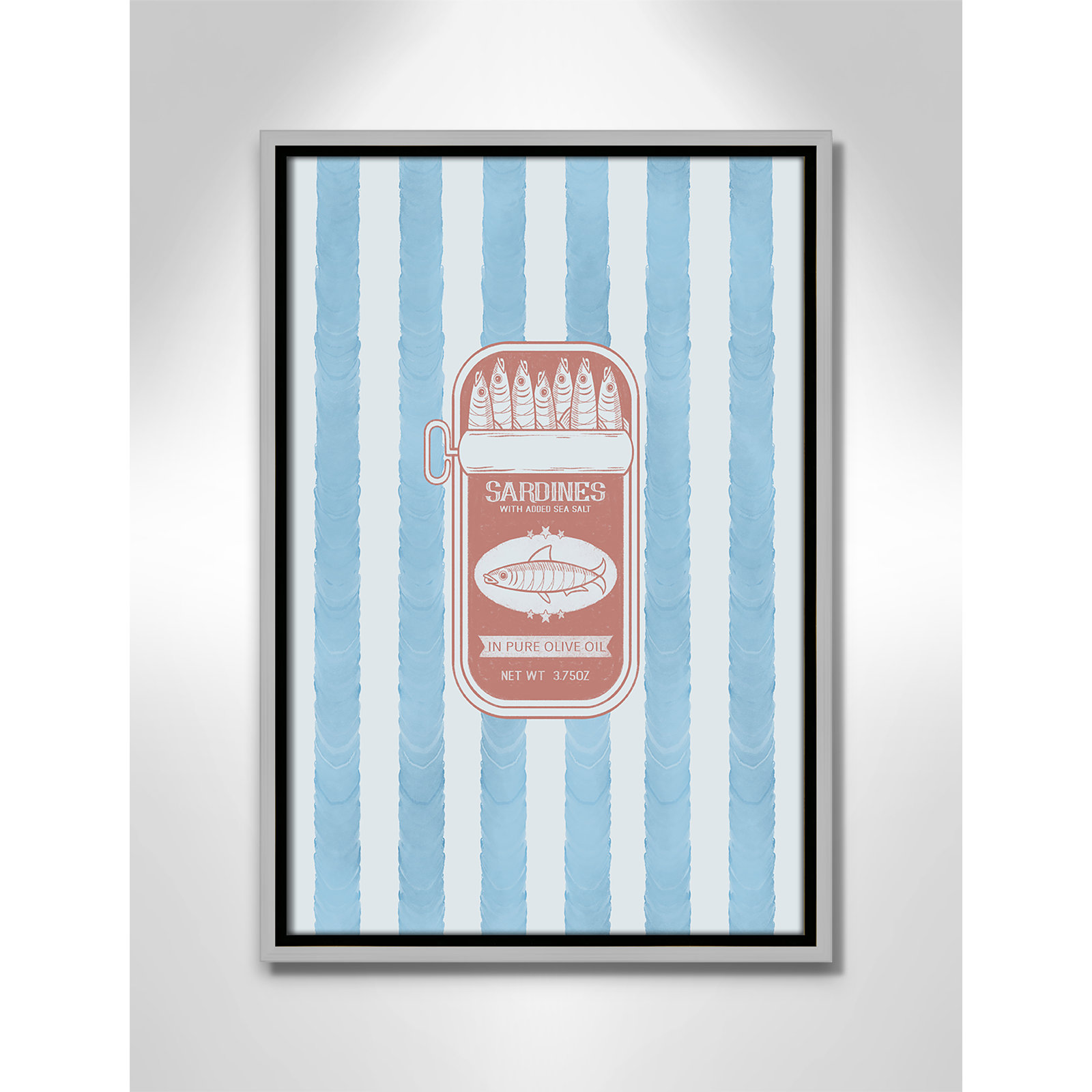 Salty Sardines Print by Marcus Prime, 13.5'' W x 19.5'' H, Silver Floater