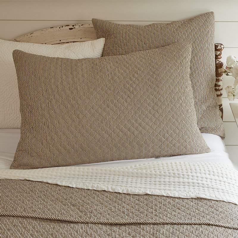 Farmhouse Stripe Stripe Cotton Sham, Brown, King