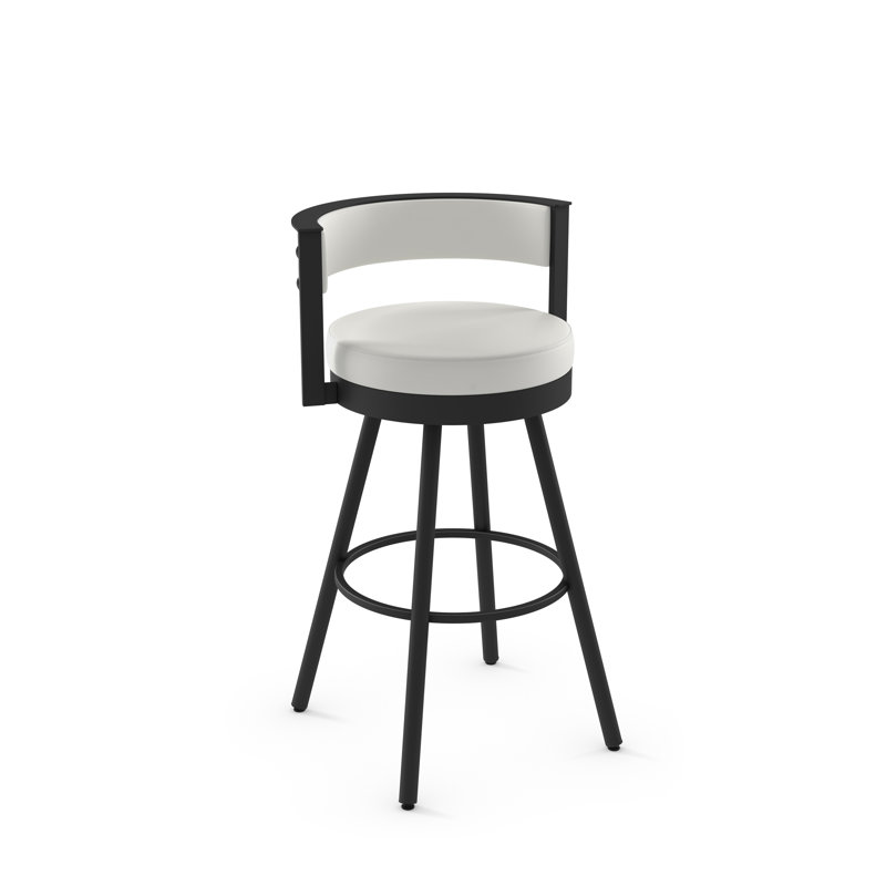 Tabouret de bar et de comptoir pivotant Traci, Noir, Blanc, Tabouret de comptoir (assise de 26 po de hauteur)