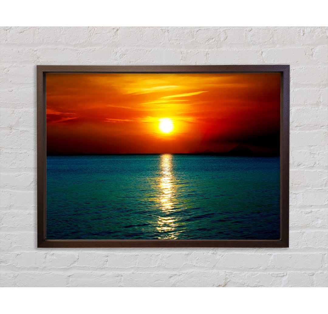 As The Sun Goes Down Over The Turquoise Ocean - Einzelbildrahmen Kunstdrucke auf Leinwand