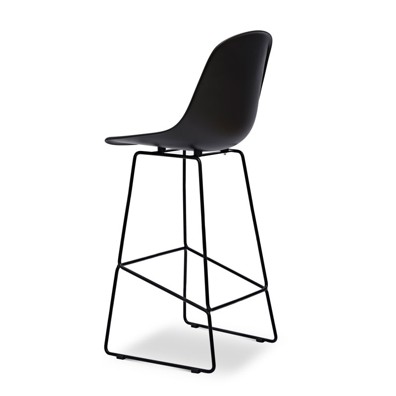 Black Metal Frame Counter Stool with Plastic Seat, Set of 2