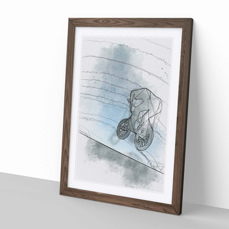 BMX Jump in Abstract - Picture Frame Graphic Art Print, 36cm H x 27cm W x 2cm D, Walnut Framed