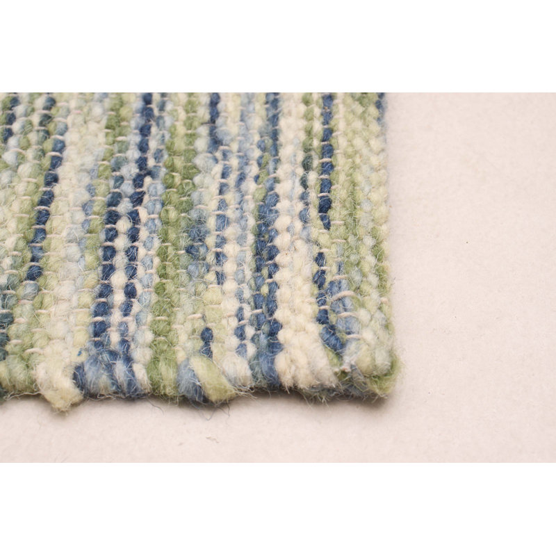 Tapis unique en laine bleu marine et olive Hrishik 4 pi 11 po x 7 pi 10 po Hrishik