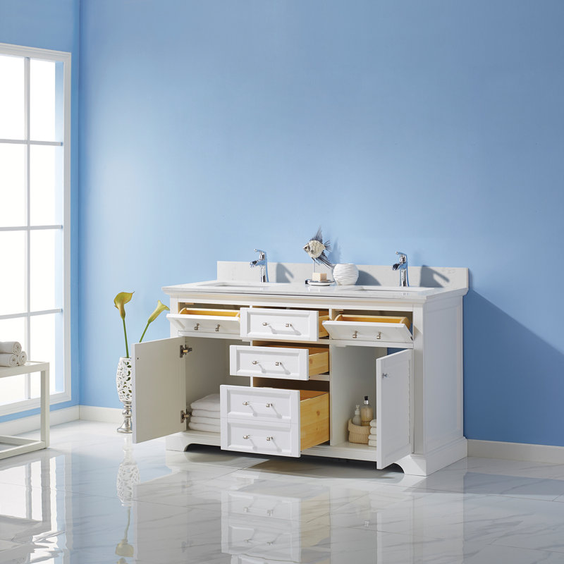 Ensemble de meuble-lavabo double 60 po Larry, Blanc