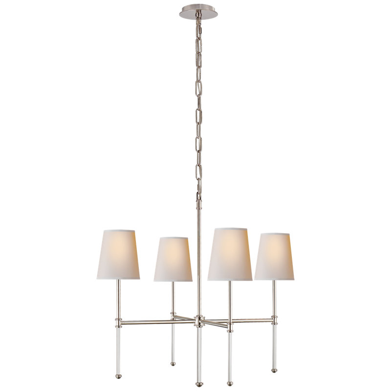 Suzanne Kasler Camille Small Chandelier, Fabric, Polished Nickel
