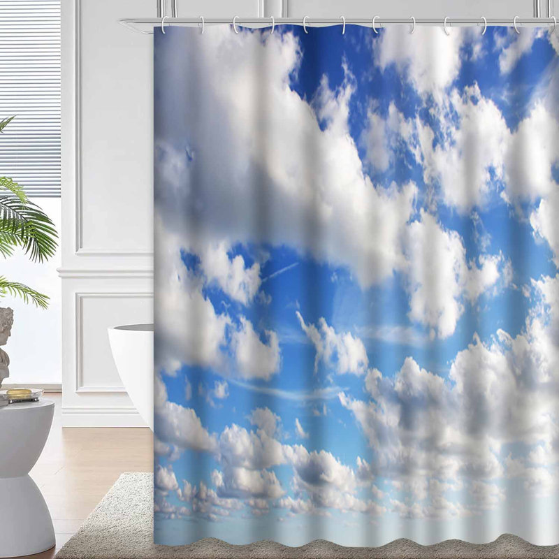 Rideau de douche bleu imperméable, rideaux de douche pour la salle de bain avec 12 crochets, 72" L x 84" W
