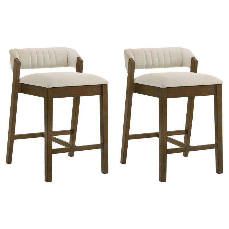 Frison Counter Height Or Bar Height Rubberwood Barstool With Fabric Seat - Set Of 2, Bar Stool (30.5” Seat Height), Brown