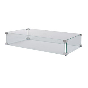 Fire Sense Wind Guard Clear Tempered Glass for Fire Pits & Patio Heaters - Rectangular Wind Guard