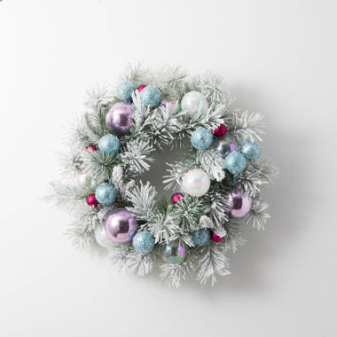 The Holiday Aisle® Winter Wreath with Snow Peacock