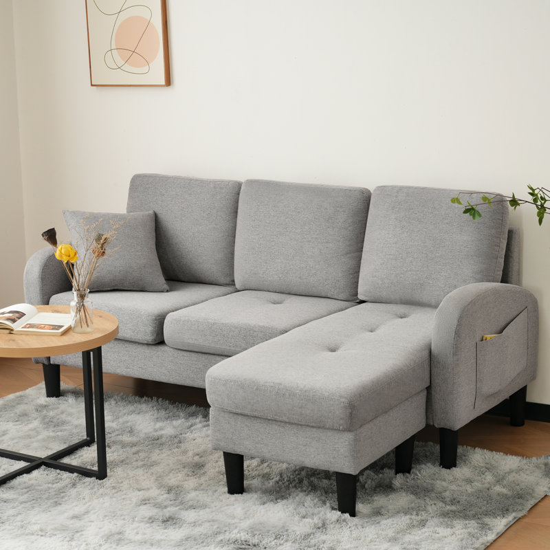3 Seater Linen Sofa, Grey