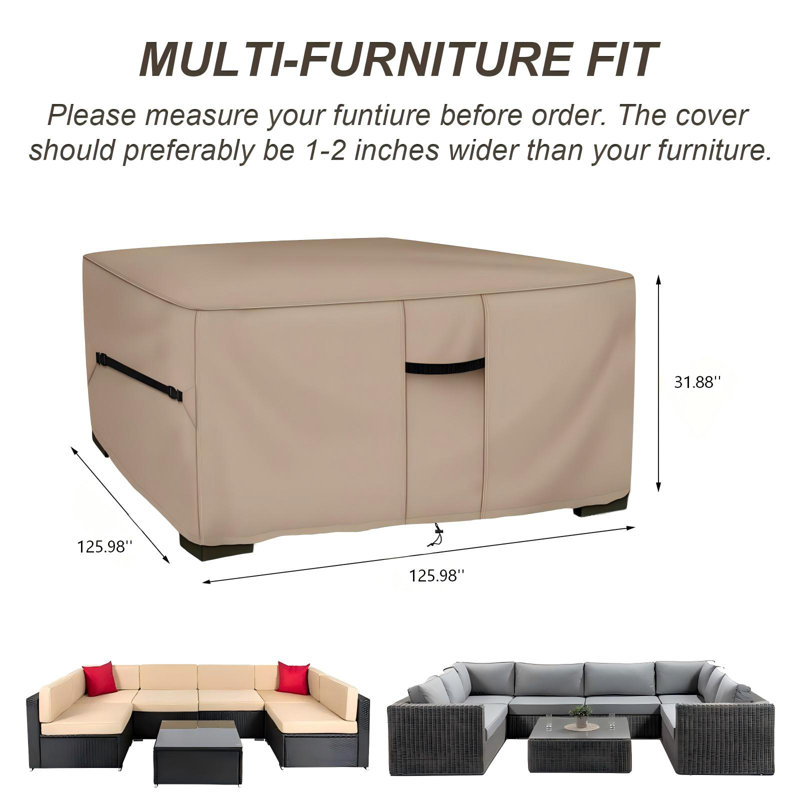 600D Waterproof Rectangular Patio Heavy Duty Furniture Set Cover, 125.98" H x 125.98" W x  31.88 " D