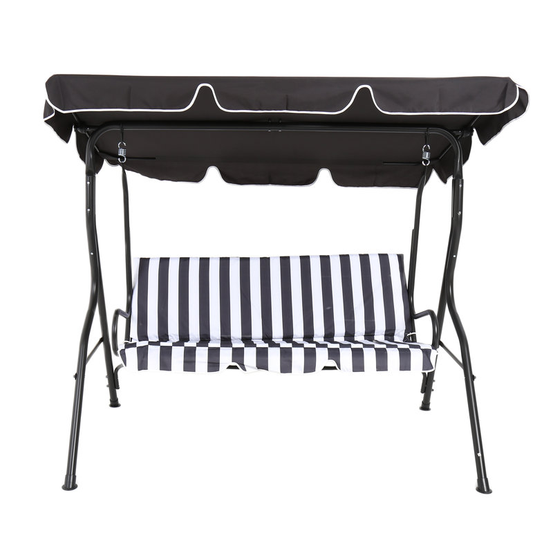 2 Person Porch Swing with Canopy, 154cm H x 173cm W x 112cm D, Grey, Grey