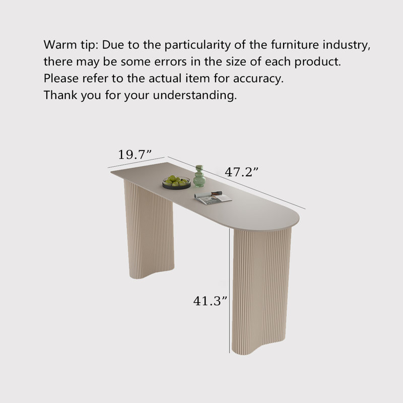 Table de bar semi-circulaire Luxury-Style, H 41,34 po x L 47,24 po x l 19,69 po