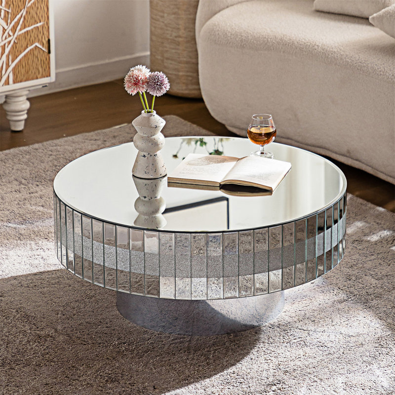 Table basse ronde avec miroir