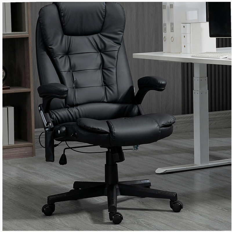Fauteuil de massage chauffant à haut dossier, fauteuil chauffant, noir