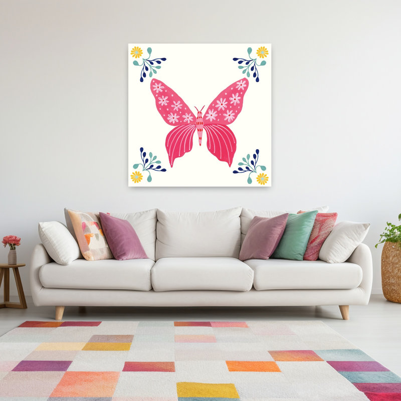 Art contemporain avec papillon Folk Butterfly VI, H 48 po x l 48 po