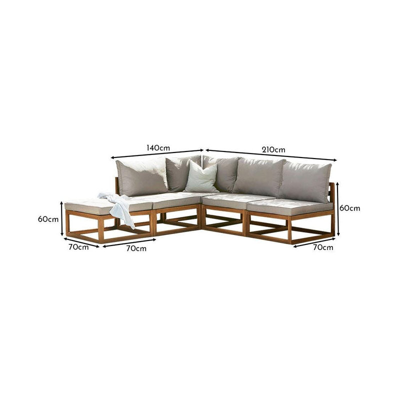 Rimasha Garden Lounge Set with Cushions, Beige