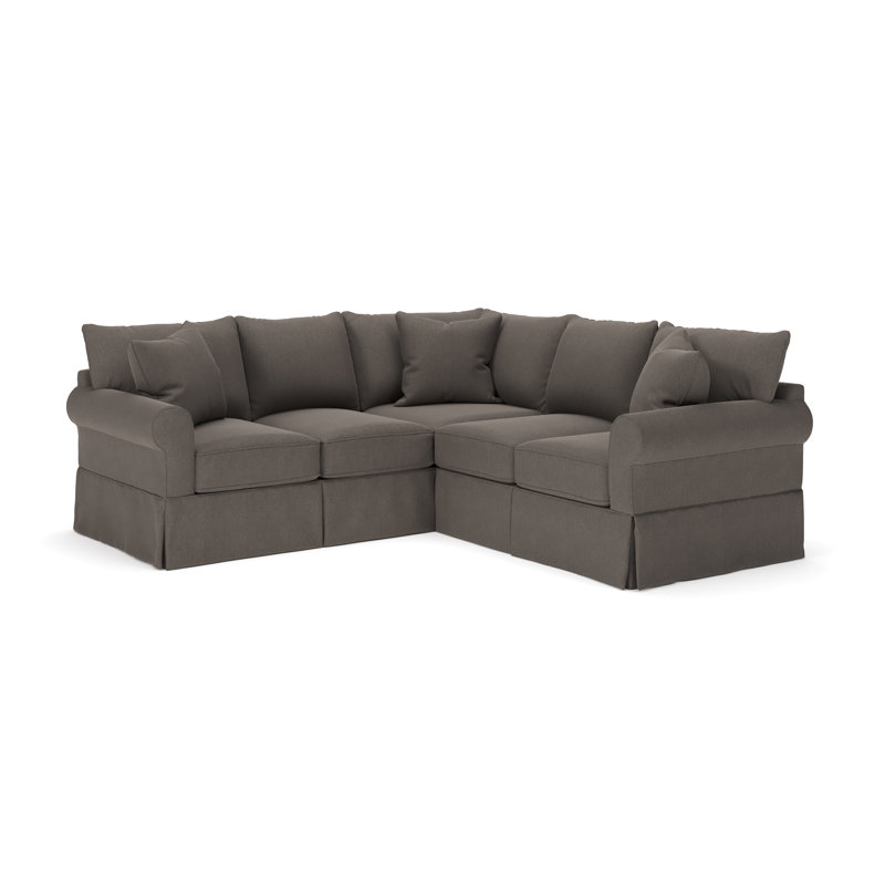 Amari Slipcovered L-Sectional, Left Hand Facing, Drusky Charcoal Sustain® Basketweave