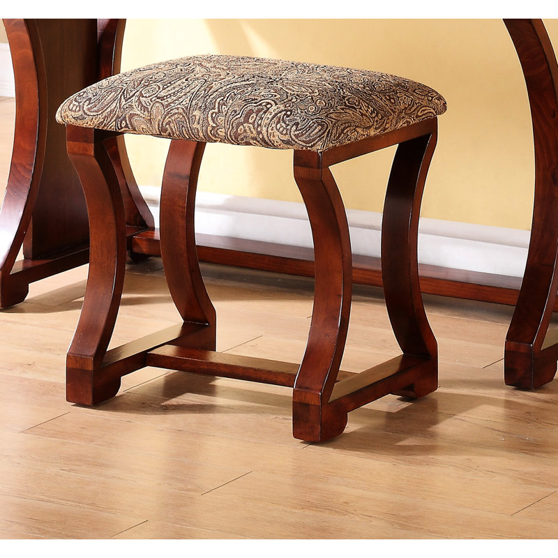 Modern Bedroom Vanity , Finish, Stool, , Rustic Wood Style W/ Veneer, Pine Design, Cherry