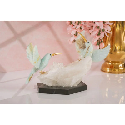 Statue de colibri Améthyste fabriquée à la main Opale andine de style colibri élégante et unique pour la décoration intérieure