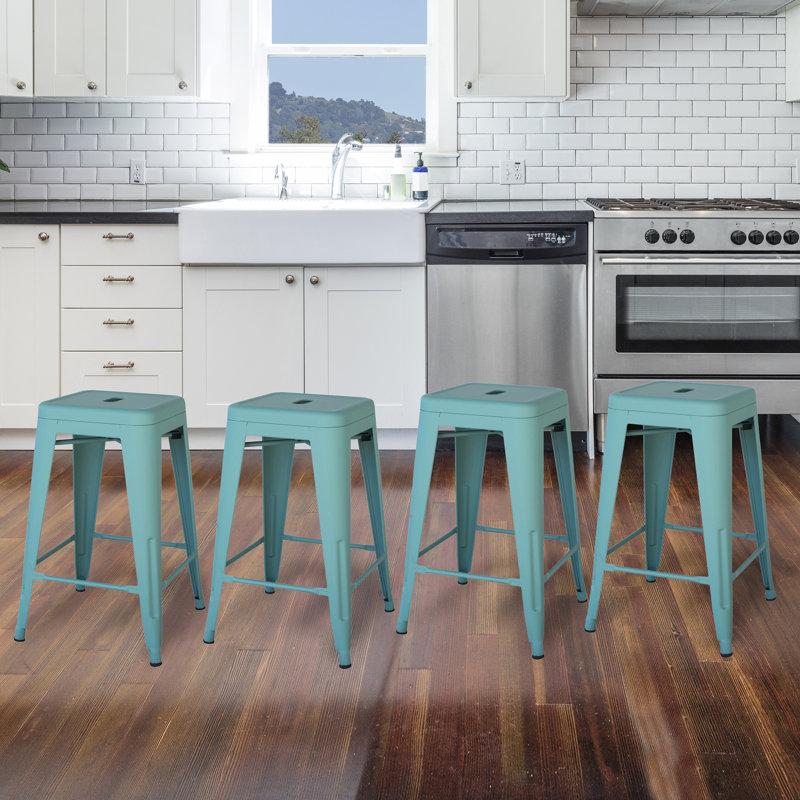 Koosis Counter Stool with Metal Frame, Counter Stool (24" Seat Height), 4