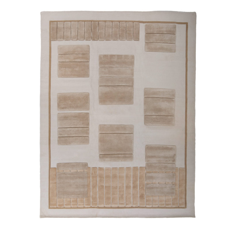 Camel Modern Wool Silk Blend Rug - 9' x 12'