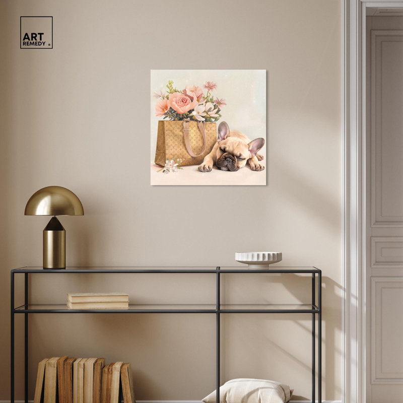 Art sur toile Sleepy Frenchie, Toile tendue, H 20 po x l 20 po x P 1,5 po