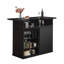 Bar de maison en bois massif American Heritage Trenton - finition noire avec panneaux avant décoratifs, tablettes réglables, rangement pour verres à vin et armoire verrouillable