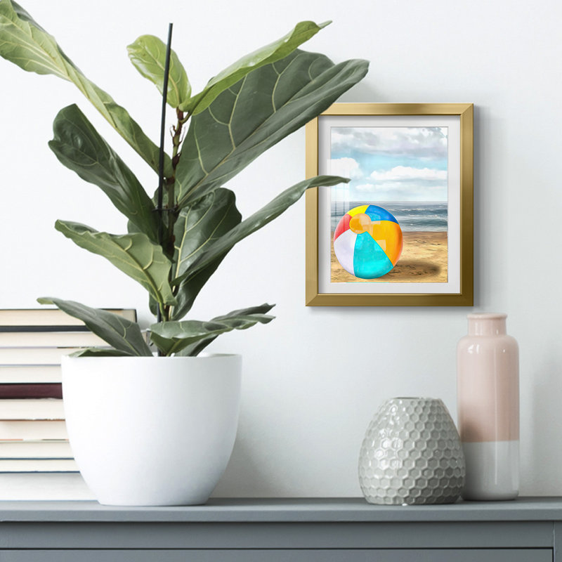 Beach Ball I -Framed Print, 28.5'' H x 20.5'' W, Gold