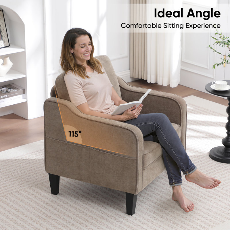 Chaises d'appoint Mid-Century avec coussins amovibles, Brun