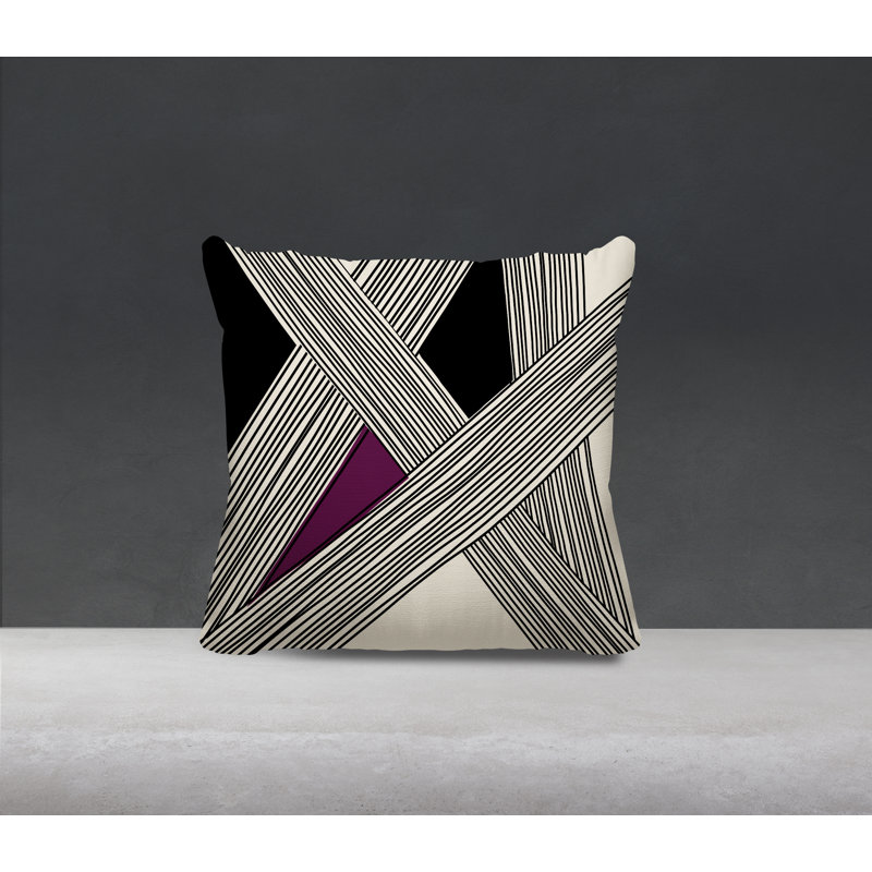 Cassie Abstract Outdoor Reversible Throw Pillow, Purple/Cream/Black, 17"H x 17"W
