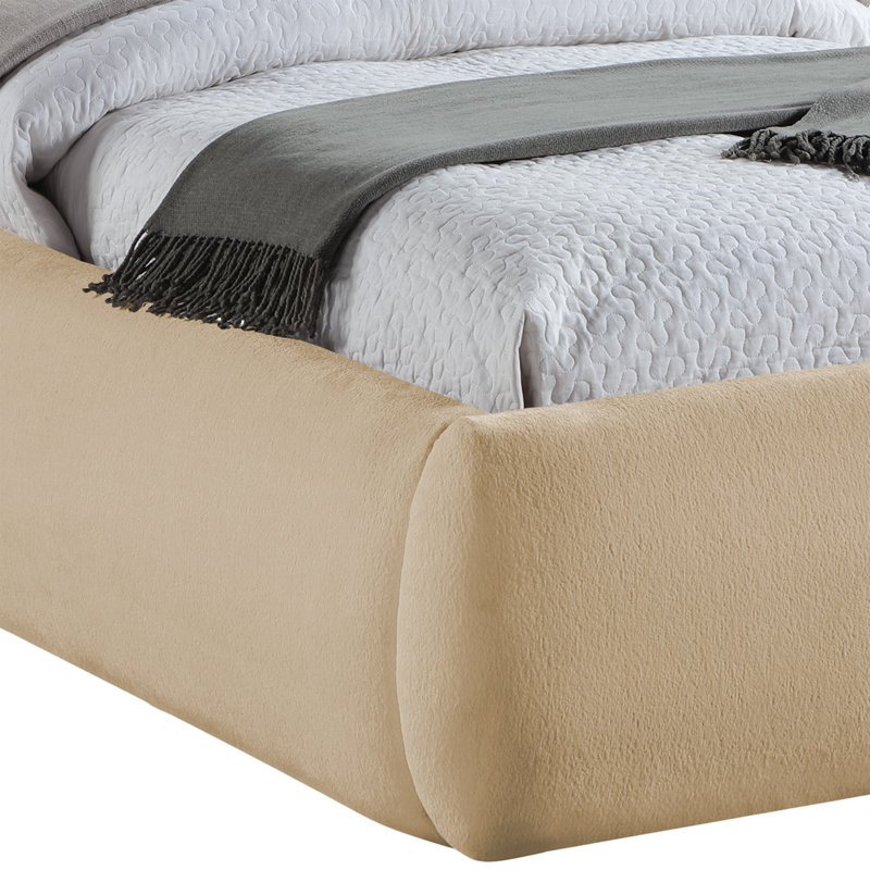 Lit tapissier Sandro, Double, Tissu chenille beige