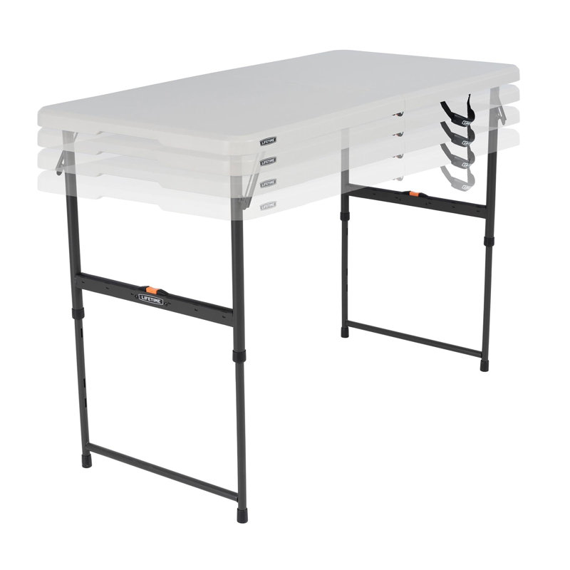 Table pliante ajustable Lifetime, Blanc/Noir, 34" H x 47.9" L x 24" D