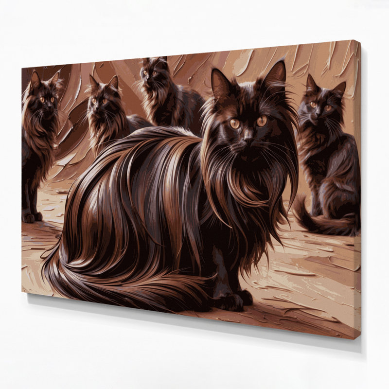 Cats York, art mural sur toile chocolat noir, H 12 po x l 18 po
